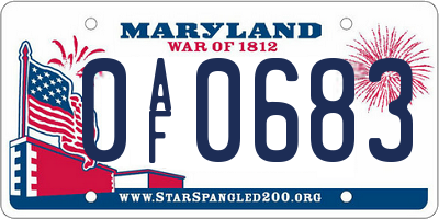 MD license plate 0AF0683