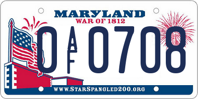 MD license plate 0AF0708