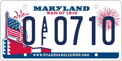 MD license plate 0AF0710