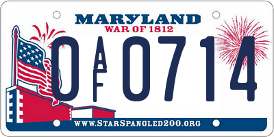MD license plate 0AF0714