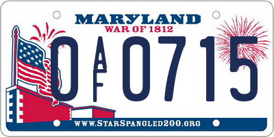 MD license plate 0AF0715