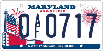 MD license plate 0AF0717