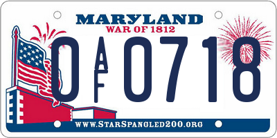 MD license plate 0AF0718