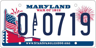 MD license plate 0AF0719