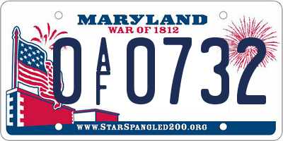 MD license plate 0AF0732