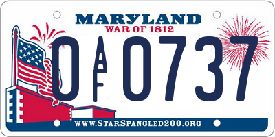 MD license plate 0AF0737