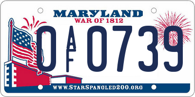 MD license plate 0AF0739
