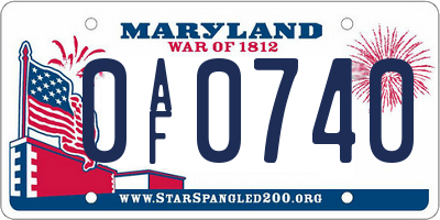 MD license plate 0AF0740