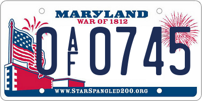 MD license plate 0AF0745