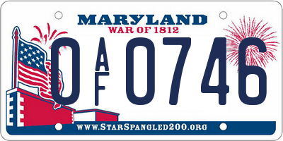 MD license plate 0AF0746