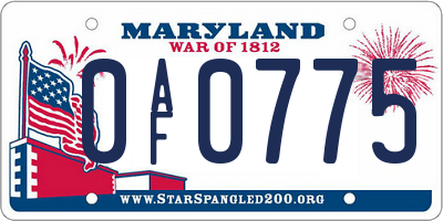 MD license plate 0AF0775