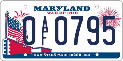 MD license plate 0AF0795
