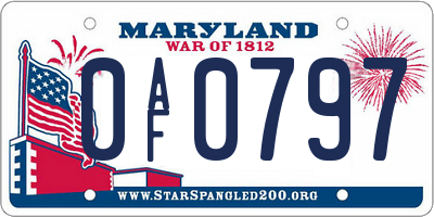 MD license plate 0AF0797