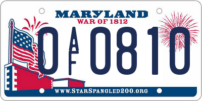 MD license plate 0AF0810