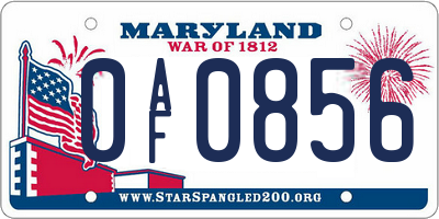 MD license plate 0AF0856