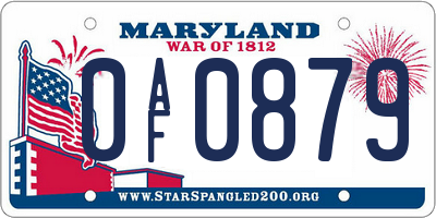MD license plate 0AF0879