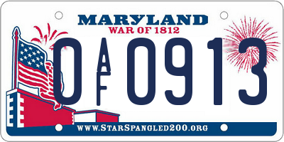MD license plate 0AF0913