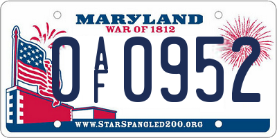 MD license plate 0AF0952