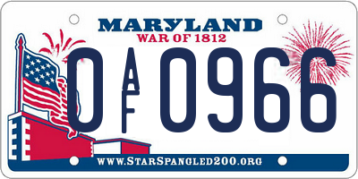 MD license plate 0AF0966