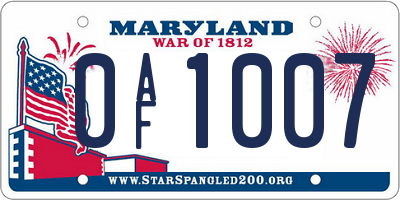 MD license plate 0AF1007