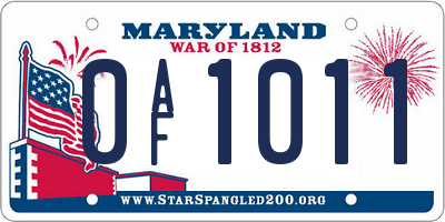 MD license plate 0AF1011