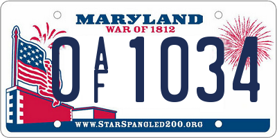 MD license plate 0AF1034