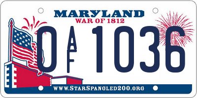 MD license plate 0AF1036