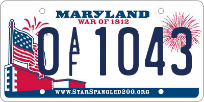 MD license plate 0AF1043