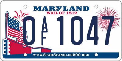 MD license plate 0AF1047