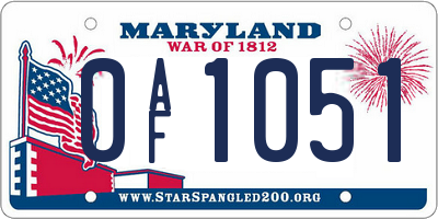 MD license plate 0AF1051