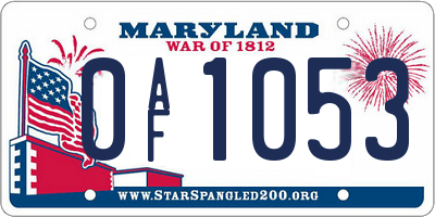 MD license plate 0AF1053