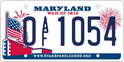 MD license plate 0AF1054