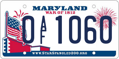 MD license plate 0AF1060