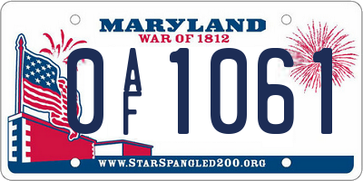 MD license plate 0AF1061