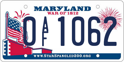 MD license plate 0AF1062