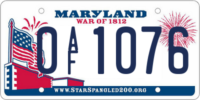 MD license plate 0AF1076