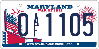 MD license plate 0AF1105