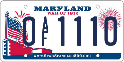 MD license plate 0AF1110