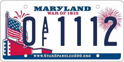 MD license plate 0AF1112