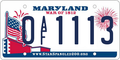 MD license plate 0AF1113