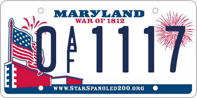 MD license plate 0AF1117