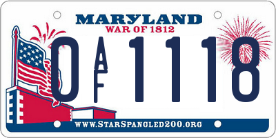 MD license plate 0AF1118