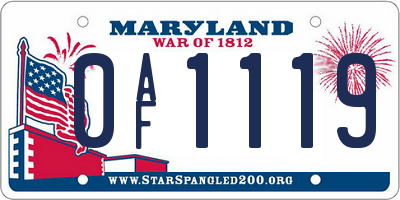 MD license plate 0AF1119