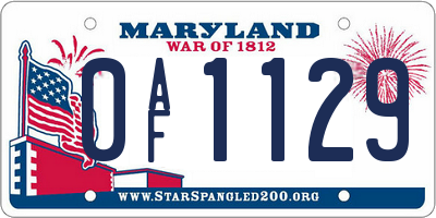 MD license plate 0AF1129