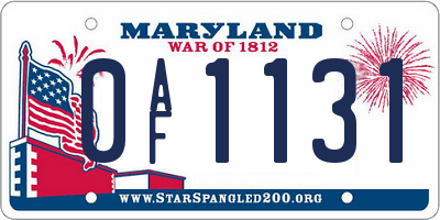 MD license plate 0AF1131
