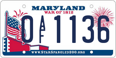MD license plate 0AF1136