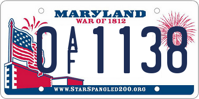 MD license plate 0AF1138