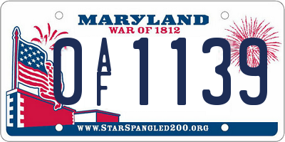 MD license plate 0AF1139
