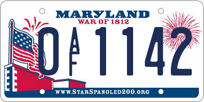 MD license plate 0AF1142