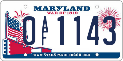 MD license plate 0AF1143